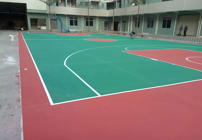 东莞市欧点服饰有限公司511.3平方丙烯酸篮球场完工!
