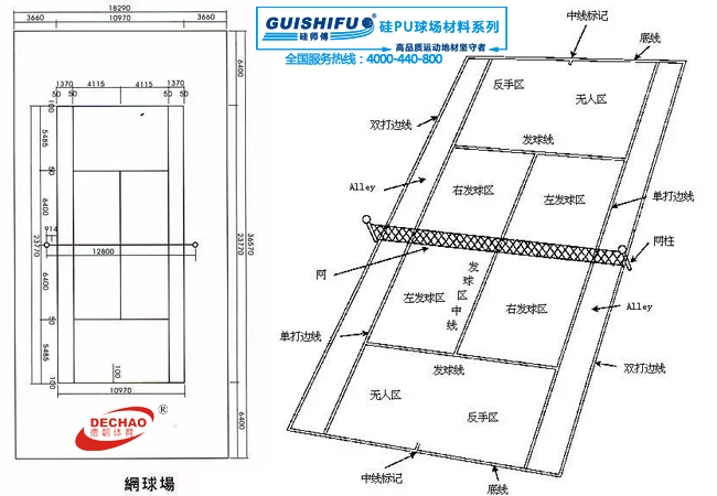 室外硅PU网球场地