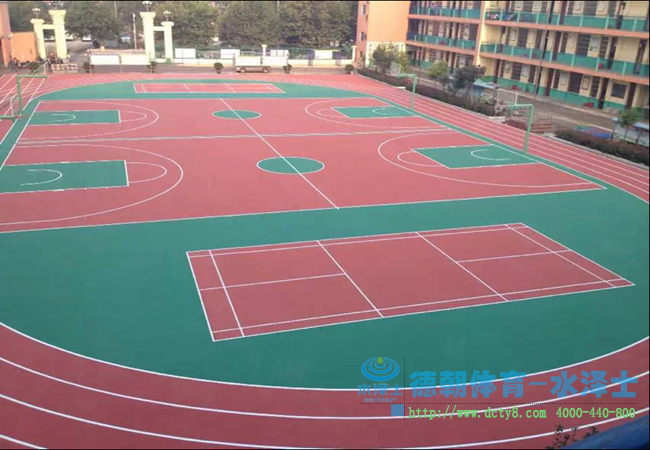驻马店平興三中丙烯酸篮球场案例
​（丙烯酸篮球场+丙烯酸羽毛球场）