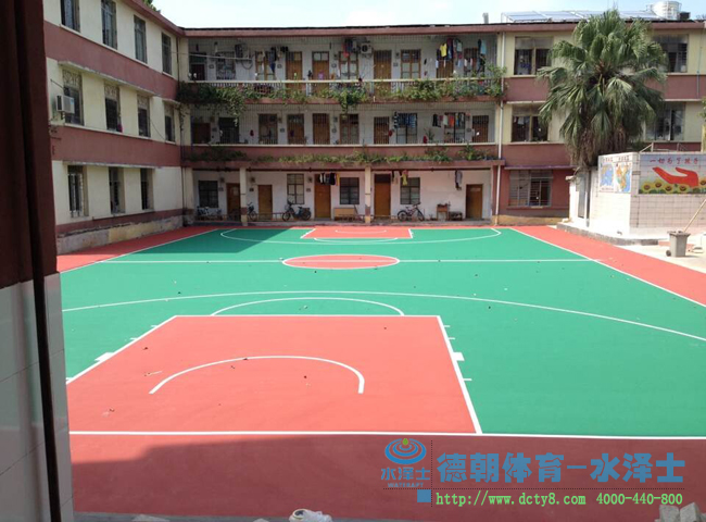 广州天河育华学校丙烯酸篮球场完美竣工