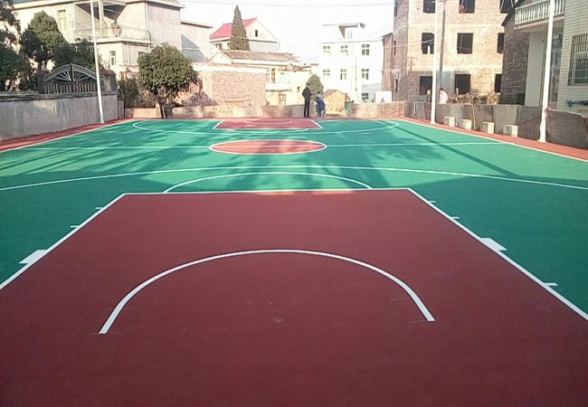江西省莲花县萍乡市弹性丙烯酸篮球场顺利完工！